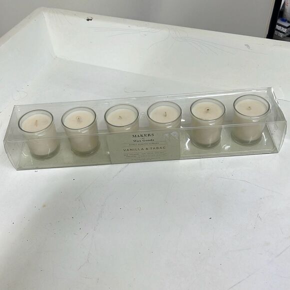 Makers of Wax Goods U.S.A White Richly Scented Candles Set of Fille Votives - Picture 2 of 6